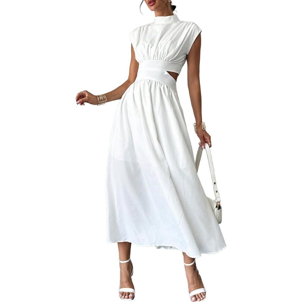 Women's Maxi Dress Soft Polyester Flowy Cutout Pockets Going Out